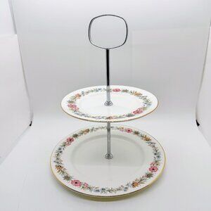 Vintage Paragon Porcelain 2-tier Fine China Tiered Cake Stand Belinda Wildflower